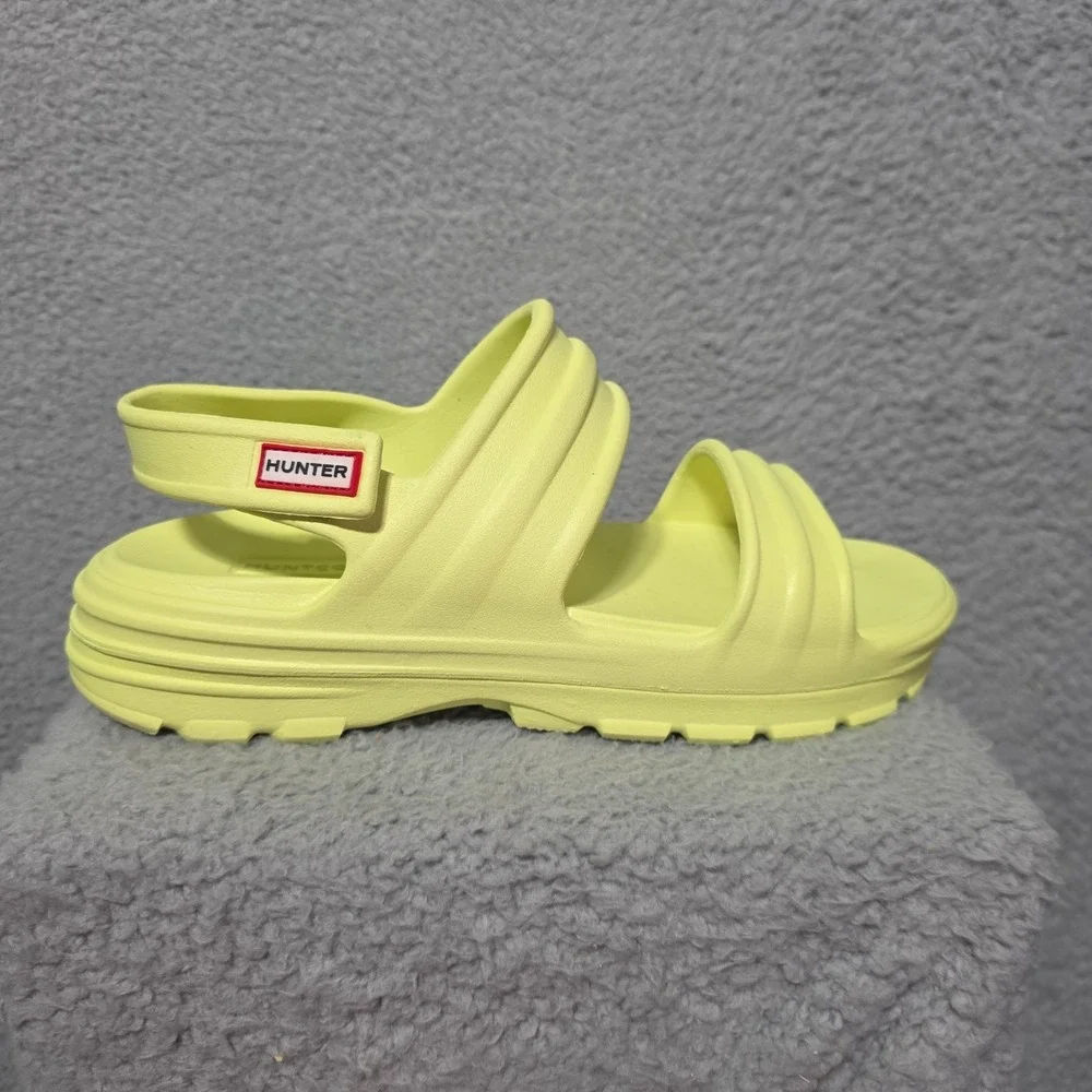 Women's HUNTER Bloom Algae Foam Adjustable Strap Sandals Safety Yellow Size 10